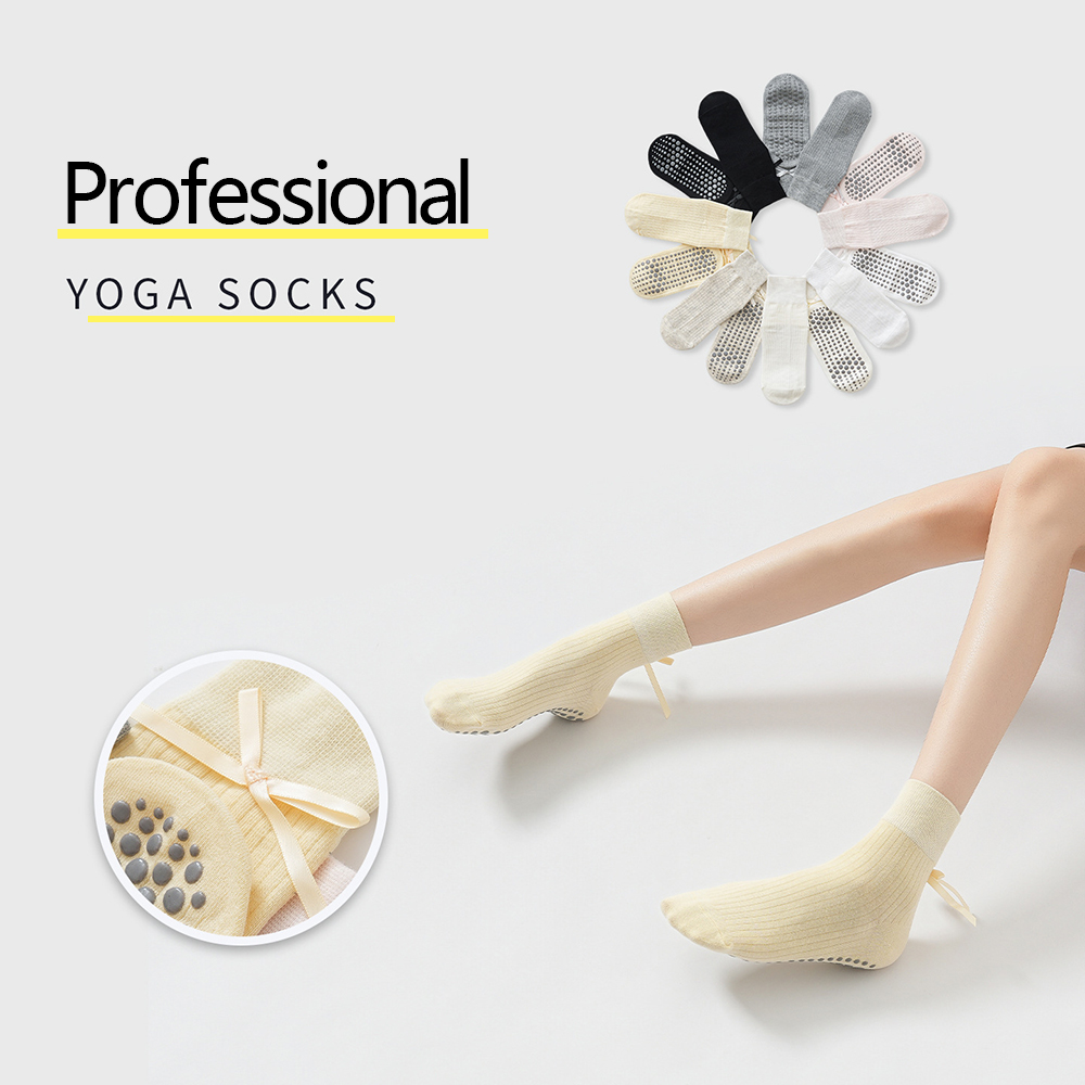 Yoga Fitness Girl - Chaussettes de yoga à nœud mignon
