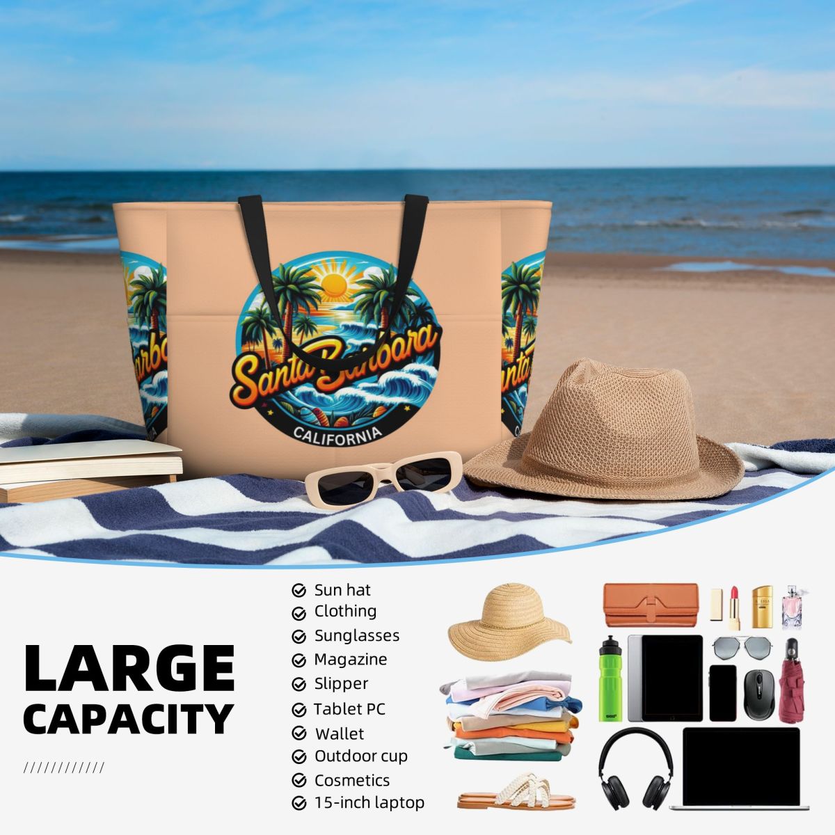 Sac de plage Santa Barbara, Ca - Yoga Fitness California avis et prix